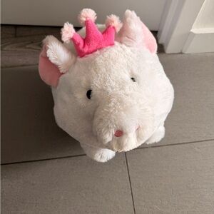 White Plush Piggy back Toy with Pink Crown